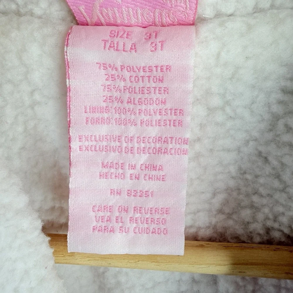 Nannette Girl SZ-3T shearling‎ Lined Pink Jacket Coat design on the back